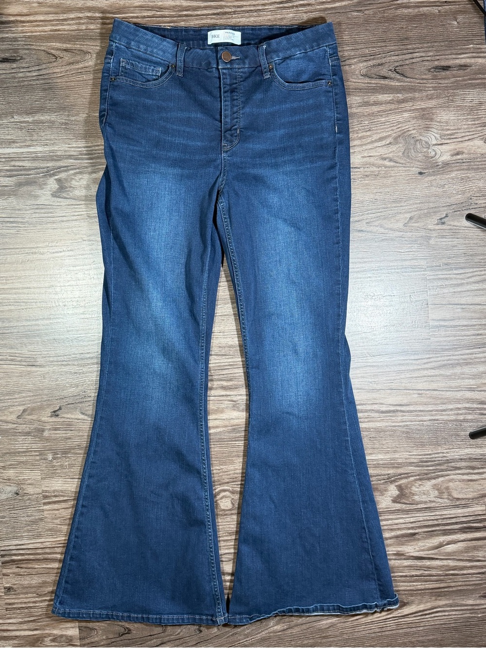 BKE PARKER Universal Fit Dark Wash HIGH RISE SUPER FLARE Stretch Jeans 30